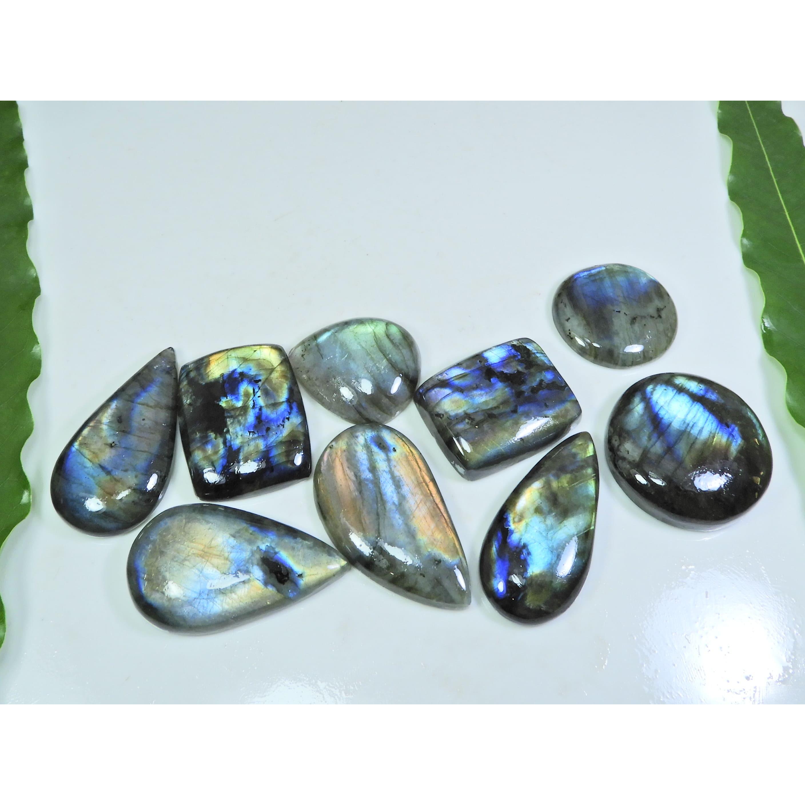 

27X27-23X42ММ Натуральный Мульти Лабрадорит Микс Кабошон Свободный Драгоценный Камень Лот 9 Шт. LL-964