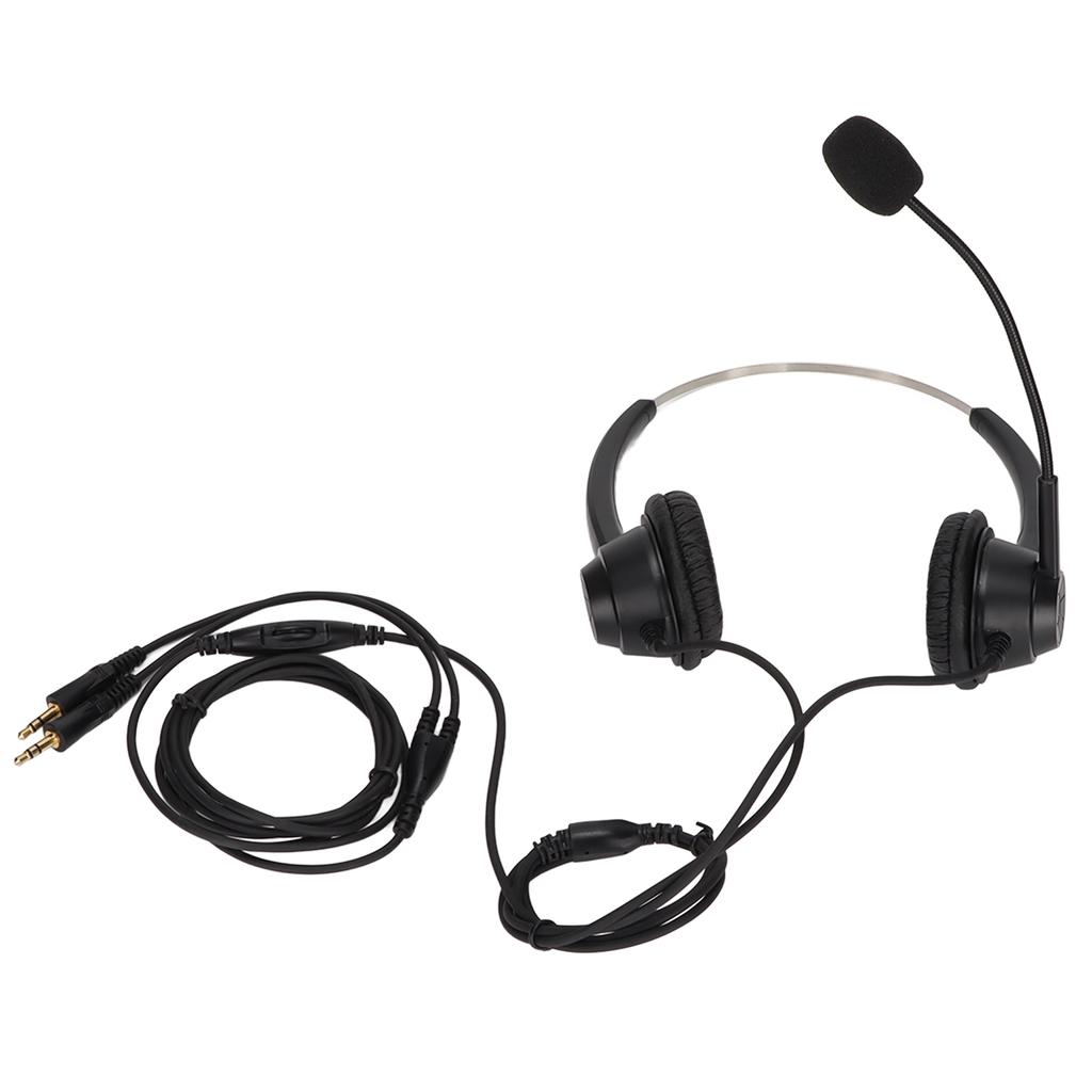 Phone Headset Dual 3.5mm Plug Binaural Adjustable Volume Wired Customer Service Headphone with Mic for PC Business