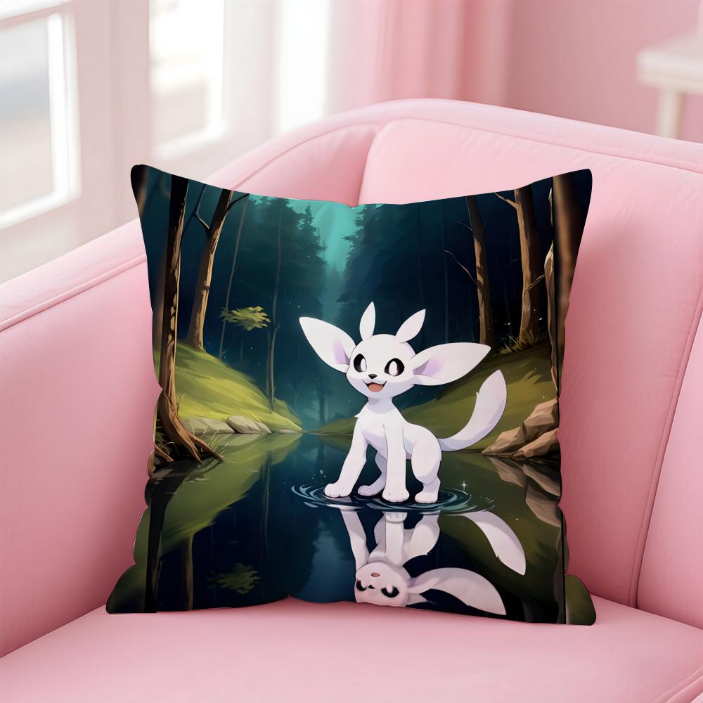 Cute Game O-Ori Cushion Cover Pillowcase Short Plush Invisible Zipper Room Sofa Cushion Cover