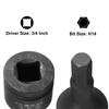 uxcell Drive x H14 Impact Hex Bit Metric for Use with Impact Drivers and Hand Ratchets 2-Piece 1/2" (14mm) Socket, 4" Long, CR-MO Steel,