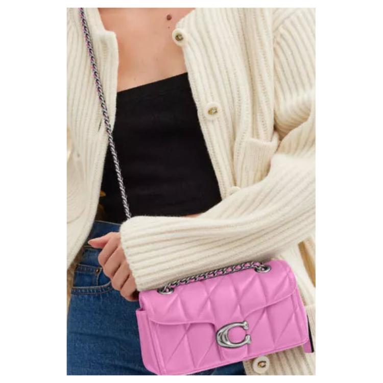 Coach Tabby 20 Logo Lettering Napa Leather Shoulder Bag Small Women shoulder bag Pink CP149-LHDB8