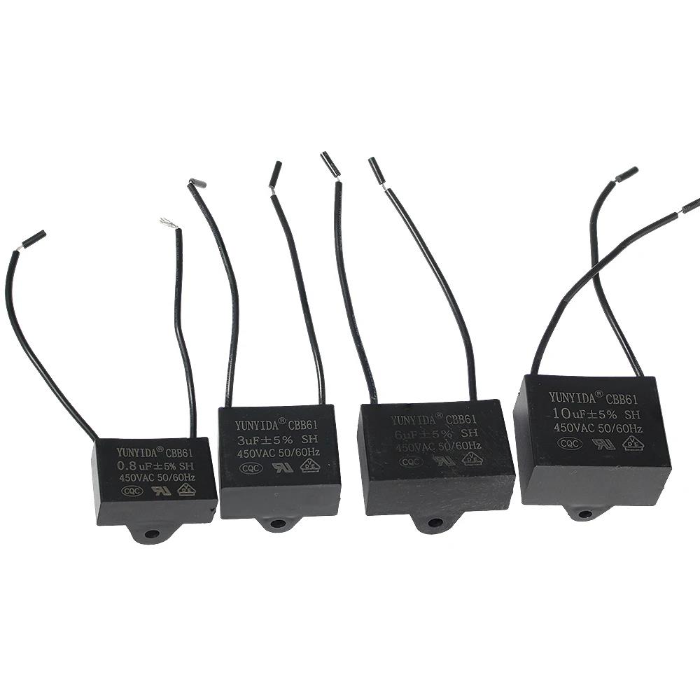 1 Stück 450V CBB61 Lüfterkondensator Anschluss Deckenventilator Motor Anlauf Rechteckiger Kondensator 1uF/1,2uF/1,5uF/2uF/2,5uF/3uF/4uF/5uF/6uF/10