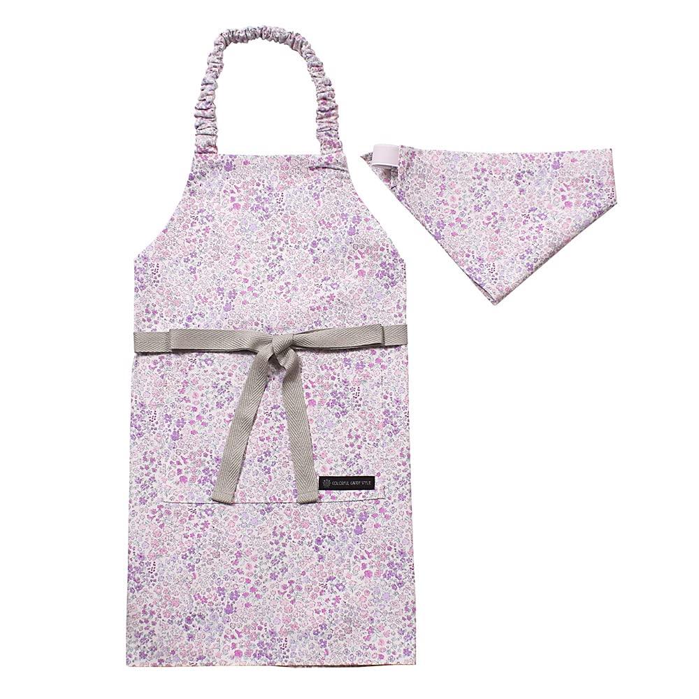 

COLORFUL CANDY STYLE Apron for Triangle Scarf Elementary School Easy to Put On and Take Floral CGN1253740 Children s Girls, Set, Students, Off, Mist,