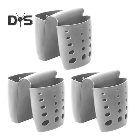 

3 шт. держатель губки для фильтра слива раковины, маслостойкий, простой в установке, органайзер для кухонной губки, корзина для сита для раковины с отверстиями для слива серый