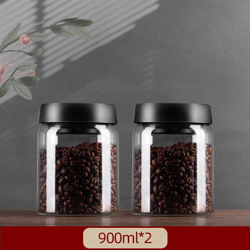 GIANXl Vacuum Sealed Jug Set Black Coffee Beans Glass Airtight Canister Kitchen Food Grains Candy Keep Fresh Storage Jar Set