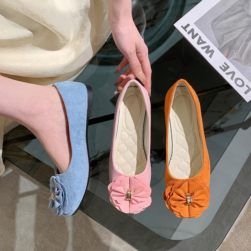 Women Girls Solid Big Size Slip On Flat Shallow Comfort Casual Single Shoes