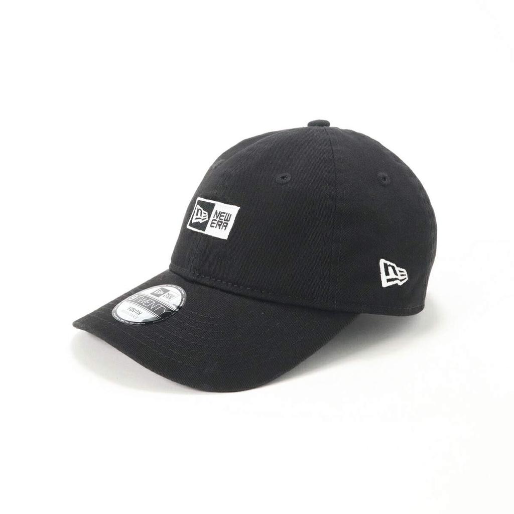 New Era Kids Cap 9TWENTY Box Logo Black YOUTH 52-56cm YOUTH 920 WASHED BOXLOGO BLK WHI 25J