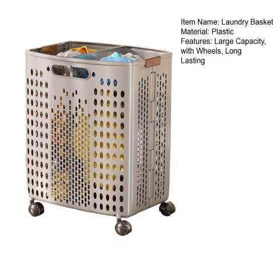 Yousheng Clothes Laundry Basket with Wheels Large Capacity Foldable Design Wheeled Hamper Storage Basket with Handle