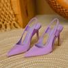 Fashion Elegant Slip On Slingback Pumps Sexy Pointed Toe Stiletto Sandals Luxury Silk High Heels Women Summer Designer Party Dress Shoes