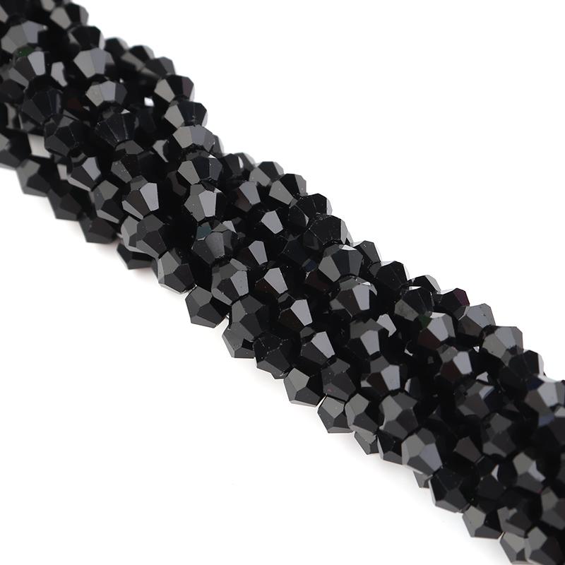 Apx 95pcs/Strand 4mm Shiny Crystal Beads Bicone Beads Faceted Glass Beads Loose Spacer Beads for Bracelet DIY Jewelry Making