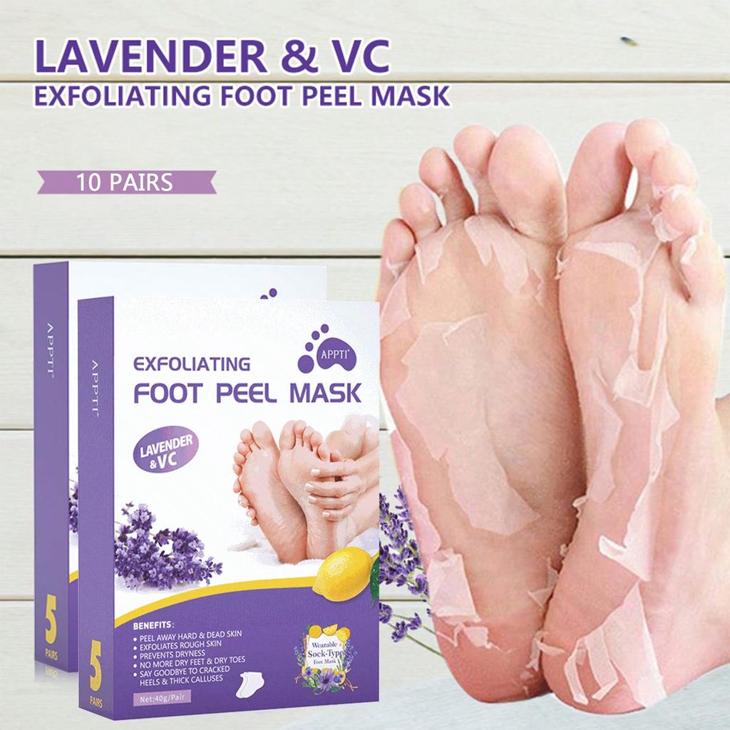 Lavender Exfoliating Foot Mask Dead Skin Removing Foot Peel Fast Exfoliation Long Lasting Moisturizing