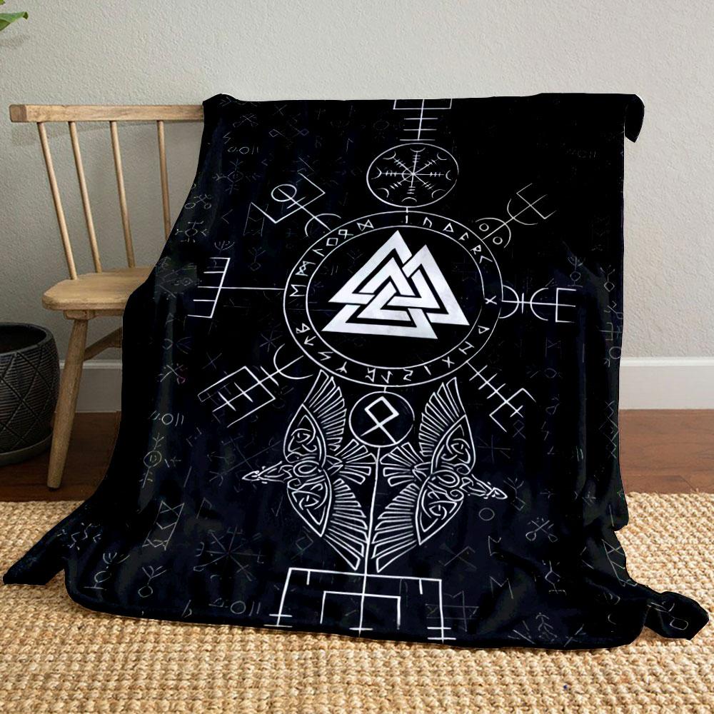 Viking Runes and Valknut Design print blanket soft and cozy perfect for the living room bed sofa or a nap,gift