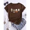 Kaffee-Liebhaber Grafik-T-Shirt für Damen - Süßer Kaffeebecher-Aufdruck, Lässiges Braunes Oberteil