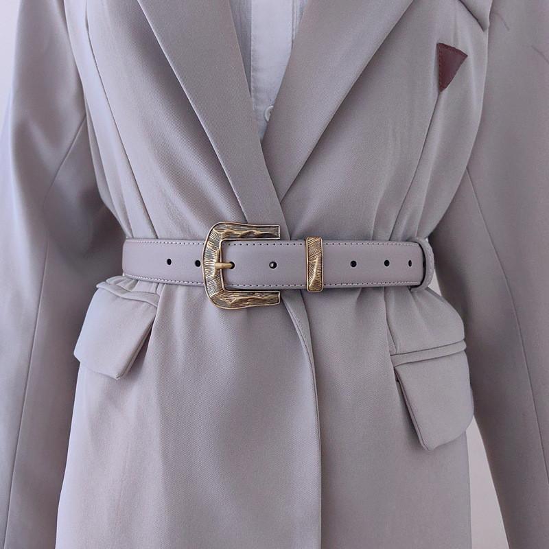Color Leather Solid Belt For Women With Metal Pin Closure For Casual Outfits