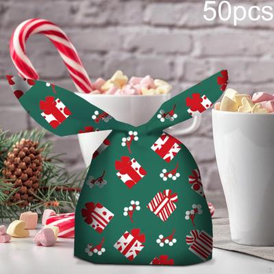 50 Pieces Christmas Bags Cookie Snacks Pouch Gifts Wrapping Treats