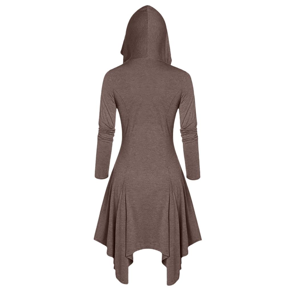 Women Costumes  Hooded Vintage Pullover High Low Bandage Long Dress Cloak