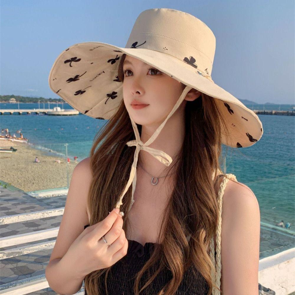 Anti-UV Seaside Beach Cap Double Sided Sun Protection Cap Elegant Sunshade Fisherman Hat  Travel