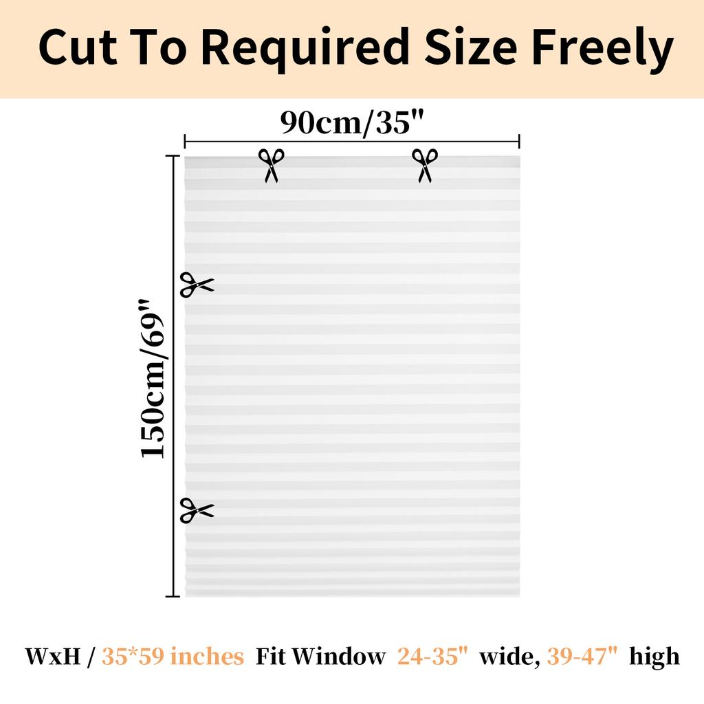 No Drill Blinds Stick On Curtains Blinds for Bedroom Kitchen Bathroom Windows Light Filtering Privacy Protection with Clips