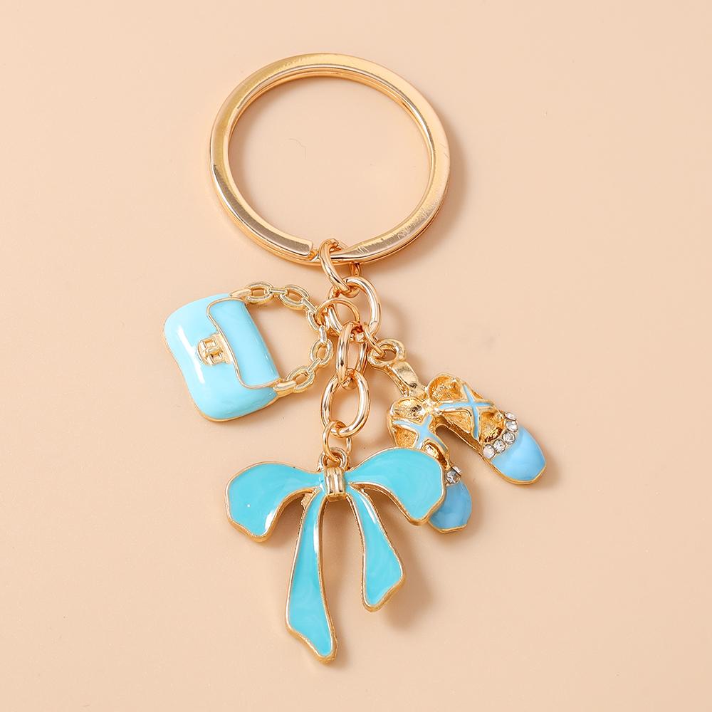 Fashion Bowknot Keychain Simulation Handbag Shoes Key Ring Pendants for Women Girls DIY Handmade Jewelry Gifts
