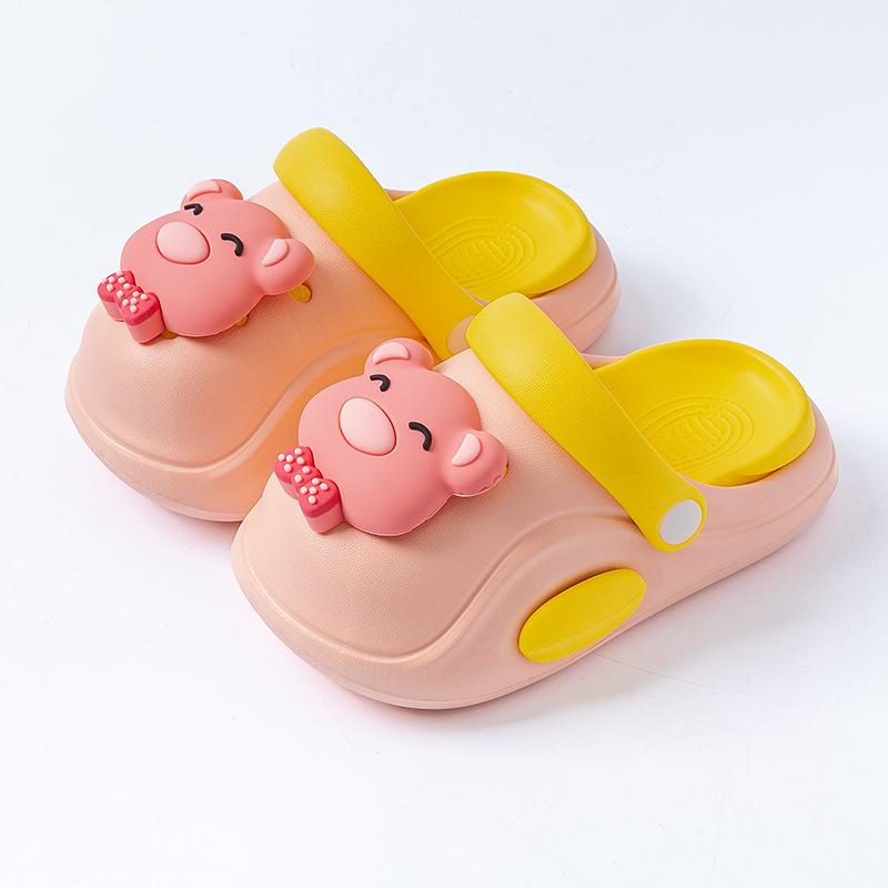 Kids Cartoon Bear Clogs Summer Non Slip Thick Soft Sole Boys Girls Indoor Outdoor Sandals 160MM розовый