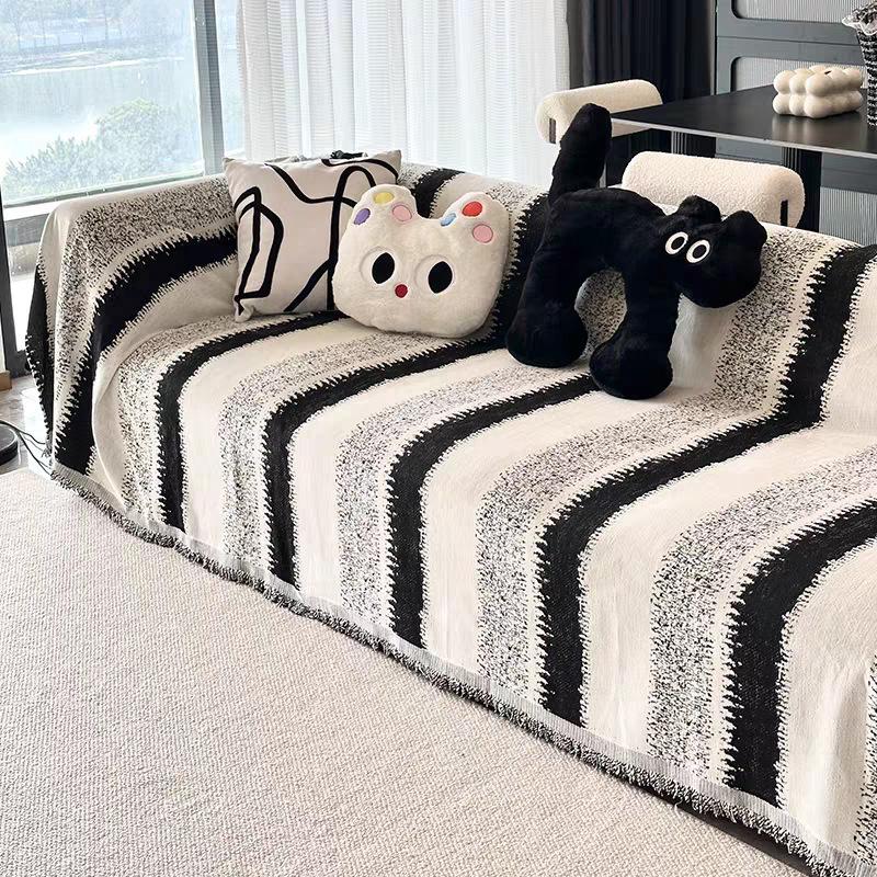 Geometric Printed Sofa Blanket Chenille Dustproof Anti-scratch Sofa Mat for Living Room Multipurpose Furniture Protection Cover