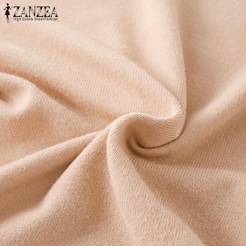 ZANZEA Women Casual Round Neck Long Sleeve Colorblock Knitted T-Shirts