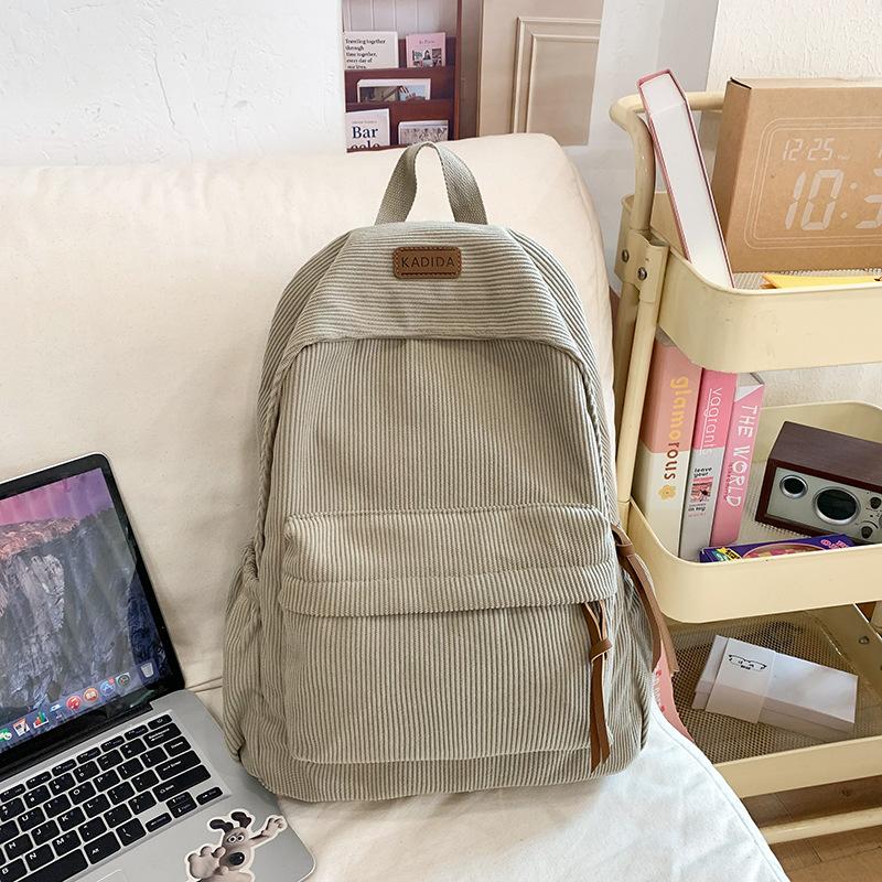Schoolbag New Autumn and Winter Corduroy Backpack Fashion New Korean Backpack Male and Female Student Bag Lightweight Versatile Bag