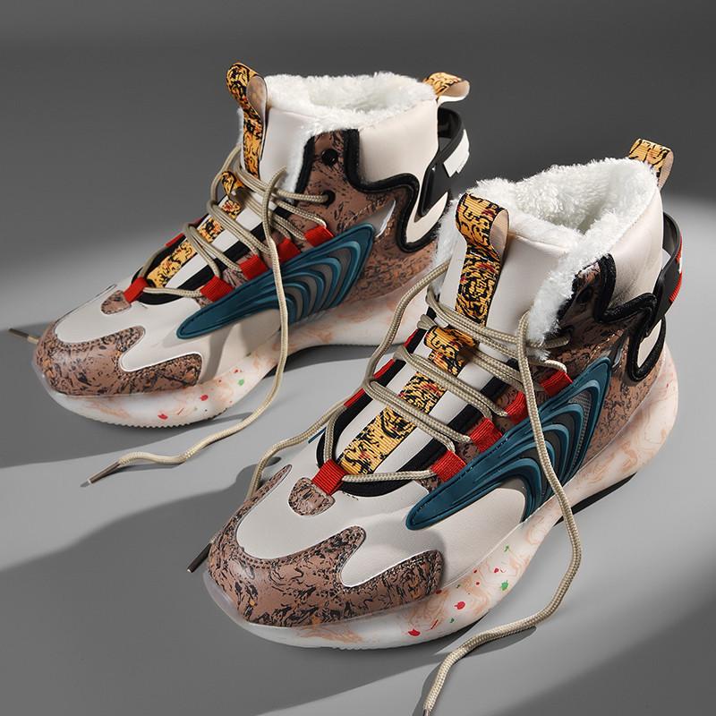 Winter Sports Shoes Men's Shoes British High-top Shoes Fleece Thermal Cotton Shoes Casual Student Snow Boots Men