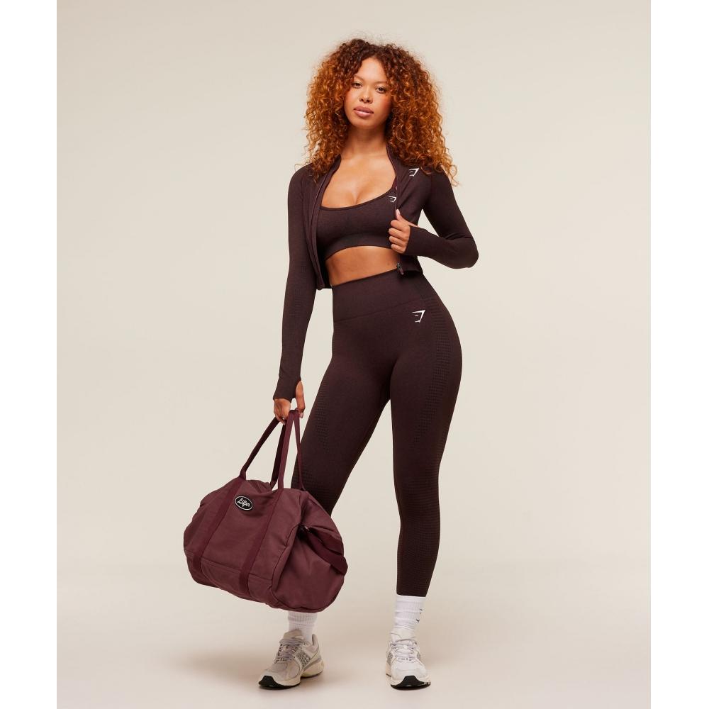 Gymshark Vital Midi Zip Up Jacket Rich Maroon Marl B5a9q Nc65