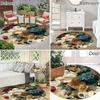 1Pcs Round Woven Area Rug Non-Slip Machine Washable Polyester Floor Mat for Living Room Bedroom Outdoor Patio Garden Deco