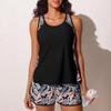 New European and American Women's Printed Sports Vest, Shorts Set, Fashion Fitness Swimsuit Two-piece Set