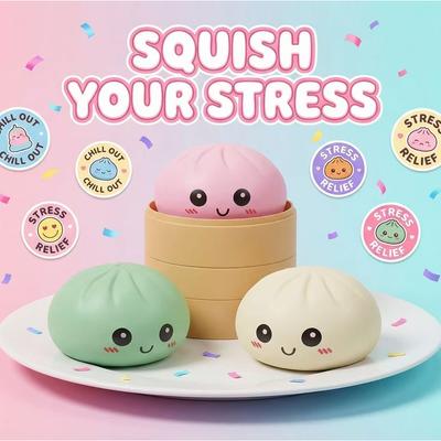 Colorful Dumpling Squishes Stress Balls Reusable Low Rebound Decompression Toys Dough Ball Unique Home Decoration Gifts