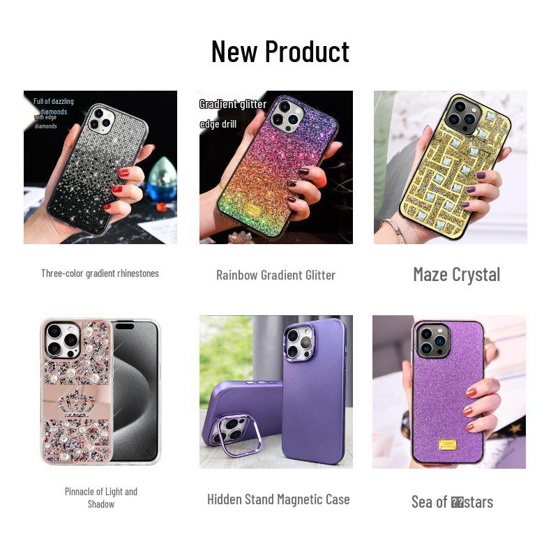 Creative Gradient Rhinestone iPhone Case for 13, 16, XS Max, XR, SE, and 17