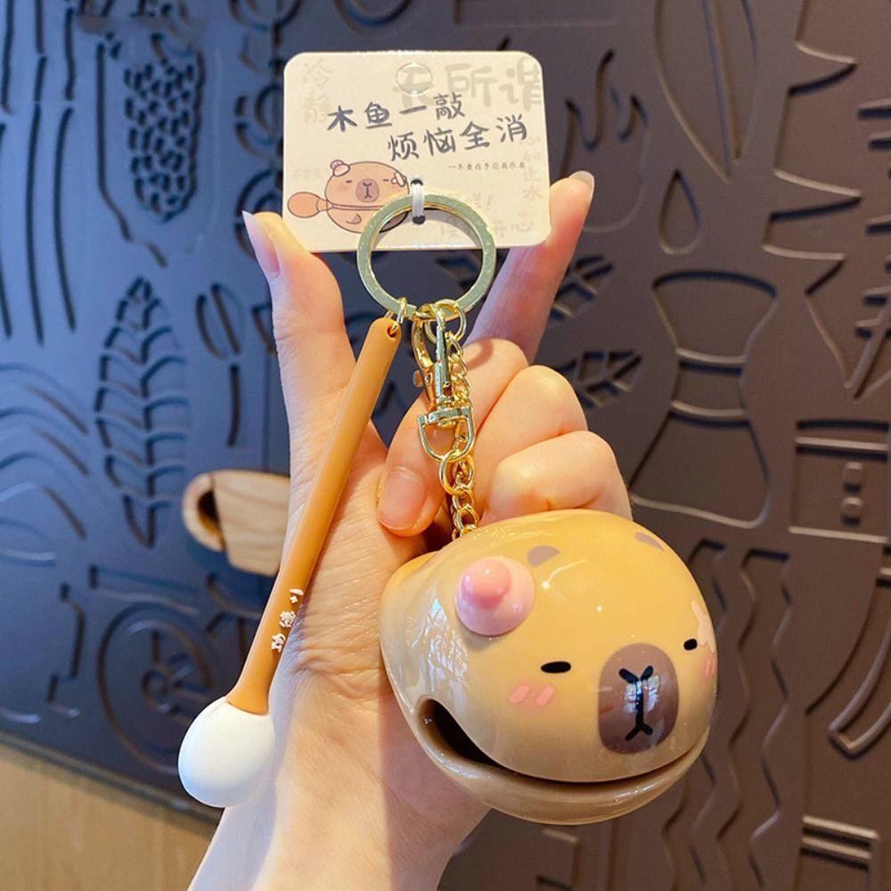 Wooden Fish Capybara Wooden Fish Cartoon Panda Wooden Fish Key Chain  Bag Pendant Capybara