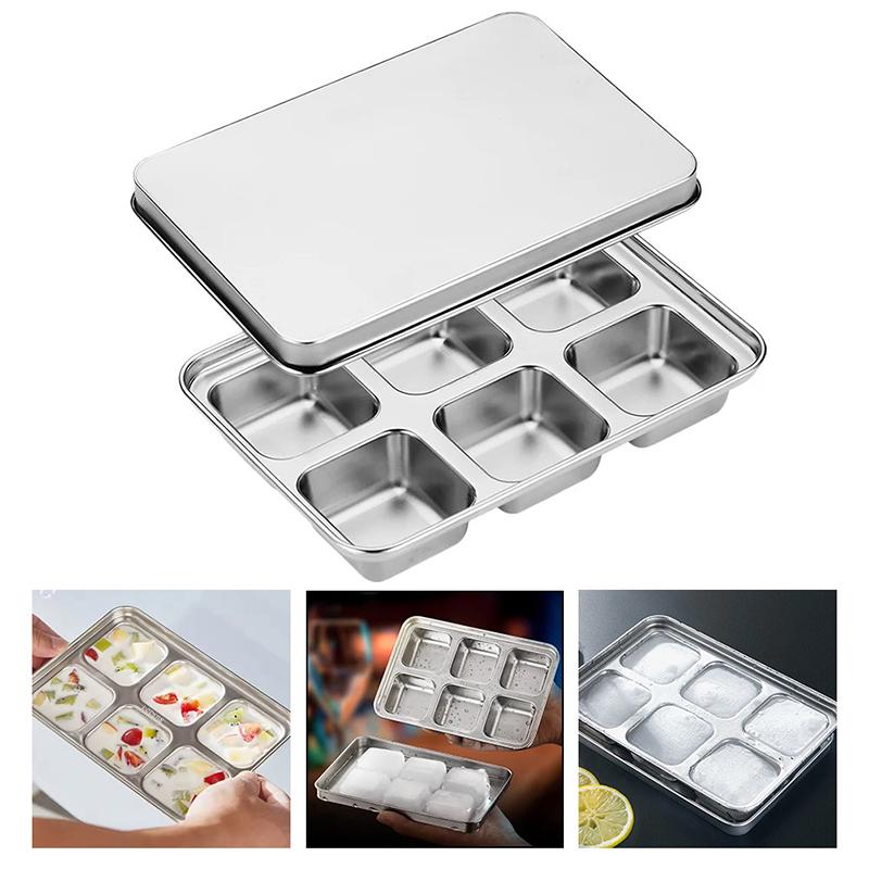 Ice Cube Mold Coffee Freezer Tray Cubes Stainless Steel Wear-Resistant Non-Stick Whiskey Making Sphere Steel Lid Box