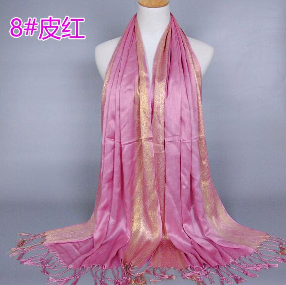 Brand de Lux Eșarfă Musulmană Aurie cu Sclipici Hijaburi Eșarfă de Cap Arabă din Orientul Mijlociu Batic Islamic din bumbac Bandană