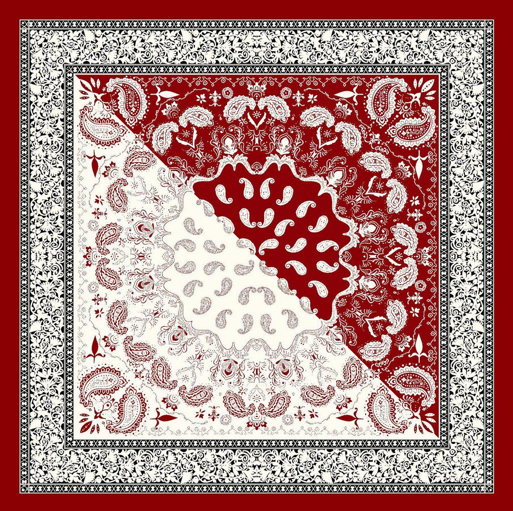 Mai Tong 90cm Böhmischer Kaschmir-Druck Seiden-Quadrat-Schal für Damen