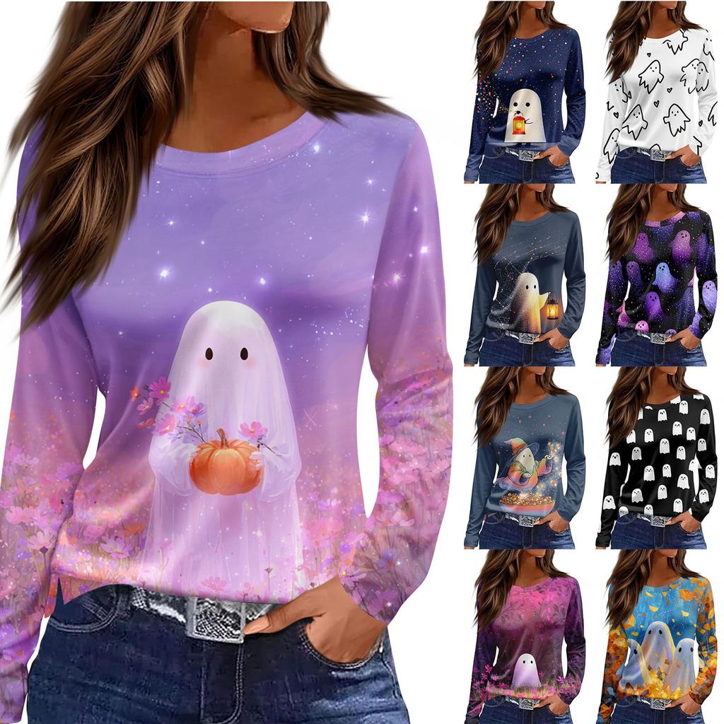 Women's Daily Casual Long-sleeved Printed O-neck Top