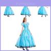 Elegant Blue Alice In Wonderland Princess Costume Dreamy Fairy Tale Dress For Adults