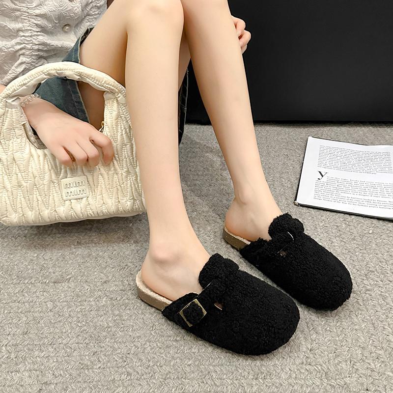Fashion Soft Footbed Teddy Fur Mule Clogs For Woman Winter Warm Plush Slide Sandals Ladies Brand Design Fluffy Birken Shoes