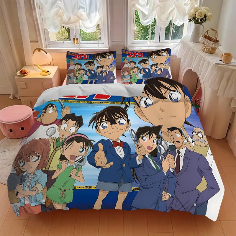 Detective Conan Mystery Print 3Pcs Bedding Setduvet Cover With 2 Bedropillowcase Home Birthday Gift
