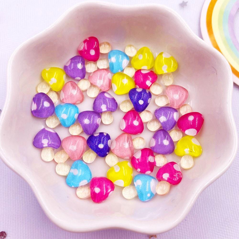 50pcs Mixed Resin Mini Crystal Colorful Flower Mushroom Nails Art Flatback Rhinestone Appliques DIY Scrapbook Decor  Accessories Crafts