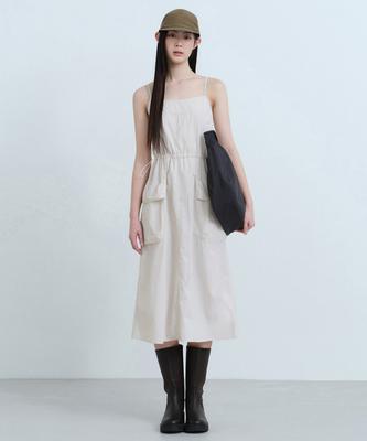 Woman Women'S Nylon Sleeveless Cargo Dress [Dusty Cream]