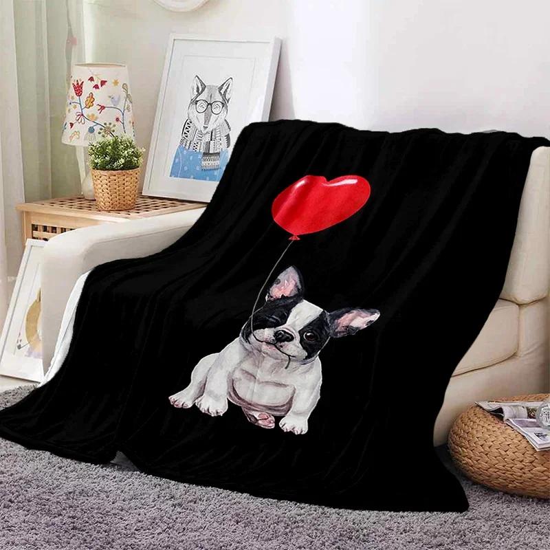 Boston Terrier Dog Pug Cartoon Blanket Super Soft Flannel Throw Blanket for Bedroom Couch Sofa Gift for Boy Girl King Queen Size