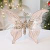 Glitter Butterfly Christmas Ornaments Artificial 3D Sequined Butterfly with Feather for Christmas Tree Crafts Flower Bouquets Fairy Garden Home Decor