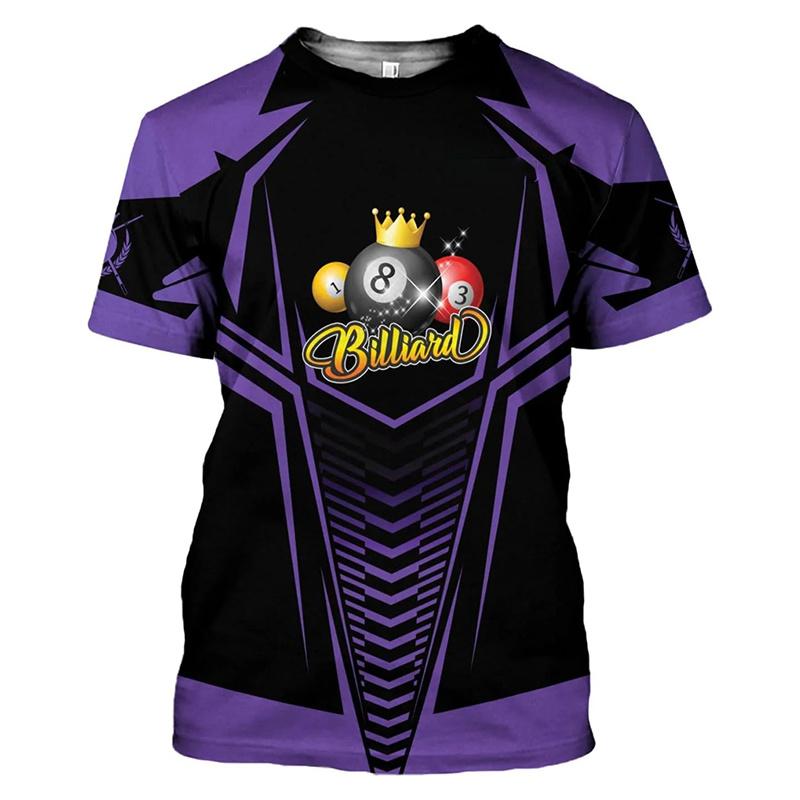 Fashion Billiards Team 3D Print T-shirt For Men Regular Lines Design Round Neck Short Sleeve T Shirts Casual Sports Game Tee