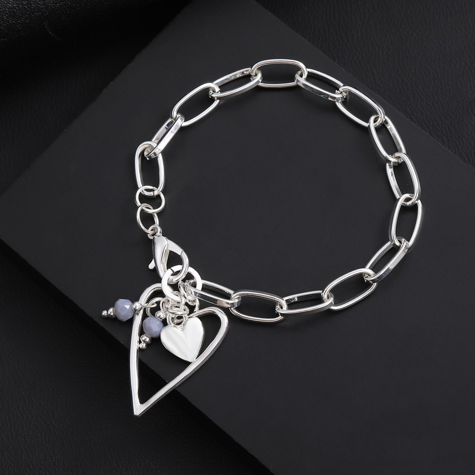 

Новый полый браслет-толстая цепь с любовью, модный и свежий парный универсальный браслет-панк с подвеской в форме сердца