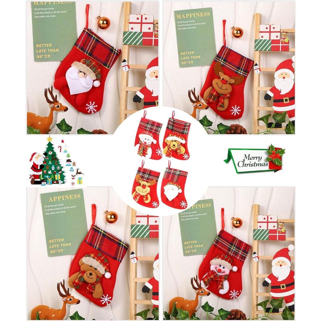 4 Pcs Christmas Tree Decoration Items, Christmas Decor, Christma Decorations Items Ornaments Santa Claus with String Hanging Decor