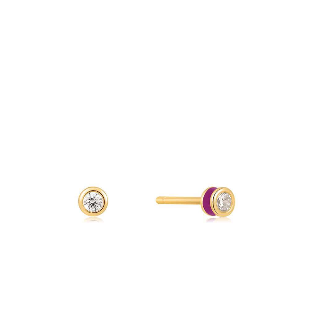 Berry Violet Enamel Stud 925 Silver Earrings e028-01G-R