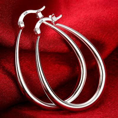 100 % 41 mm 925 Sterling Silber glatte Kreis große Creolen für Frauen Dame Mode Charme hochwertige Hochzeit Schmuck Geschenk